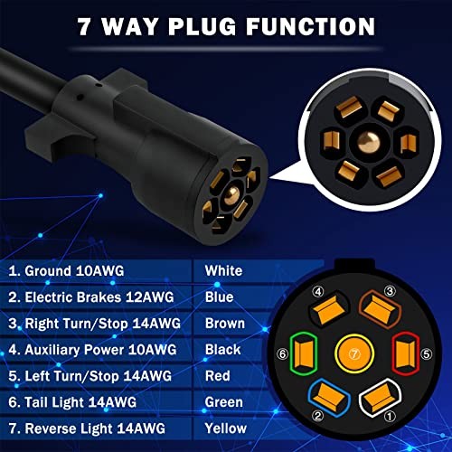 7 Pin Trailer Cord 8ft Heavy Duty Wiring