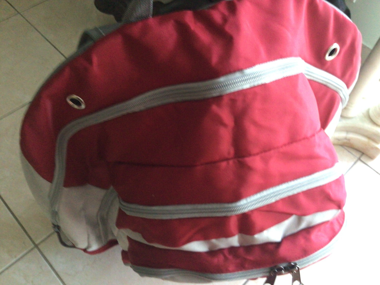 Jansport Bag Lightweight Oversized Backpack Travel Hiking Unisex Red & Gray