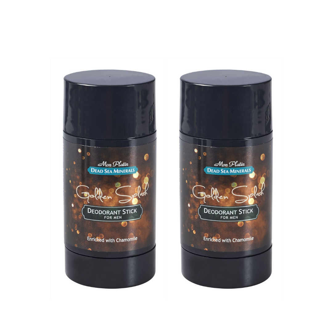 x2 Mon Platin DSM Dead Sea Minerals Deodorant Stick for Men Golder Splash 80ml