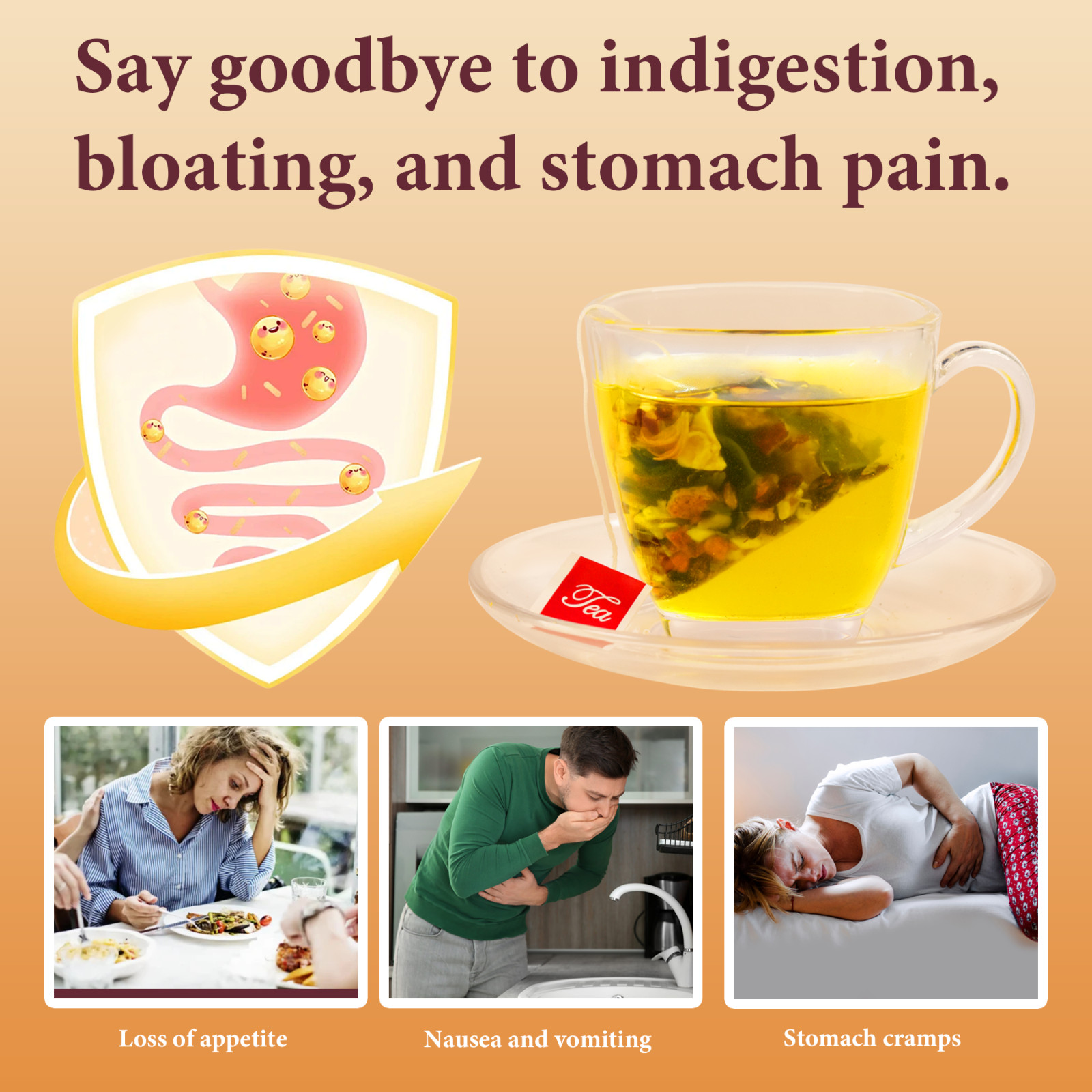 20 Pcs/Bag Natural Ulcer Solution Tea Digestion Stomach Bloating Digestive Aid