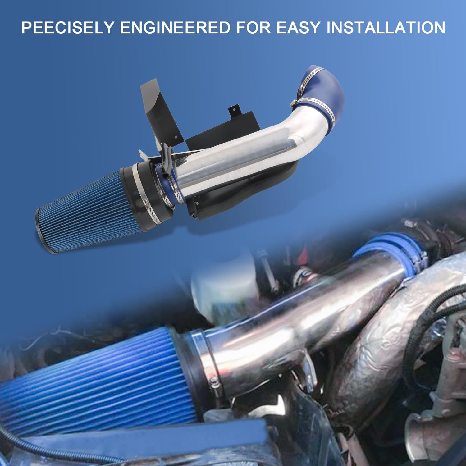 4 inch Cold Air Intake Kit with Heat Shield Replacement For Silverado 1500 2500