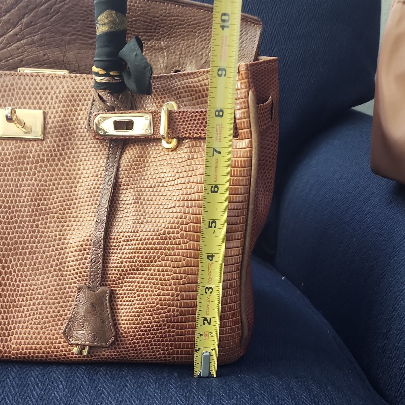 Rupert A. Weinberger Brown Top Handle Bag Gold Hardware Exotic