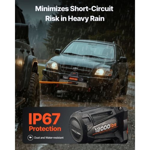Electric Winch, 12000 lbs Load Capacity, 12V DC Truck Winch with Φ3/8 in x 92 f