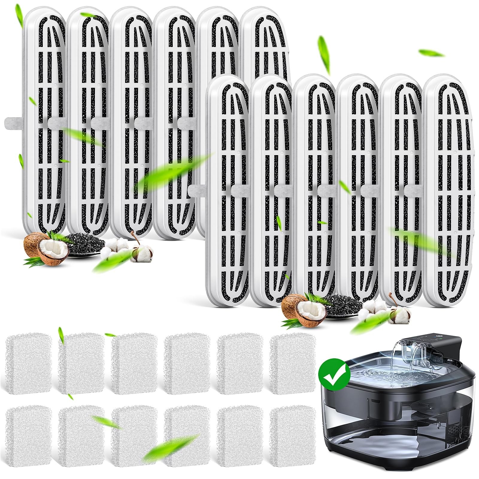 12+12 Replacement Filter & Sponge for OPOWO FT999 Cat Fountain (3.2L/108oz) |…