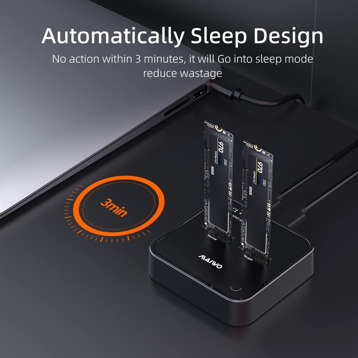 MAIWO Dual Bay M.2 NVMe Duplicator Cloner Dock, Support Max 2 x 4TB 20Gbps AH…