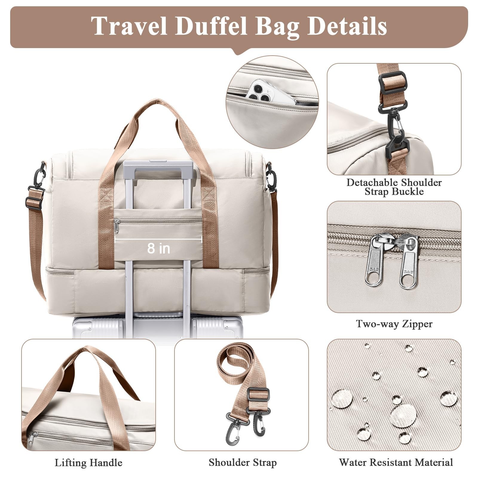 Extra Large Travel Duffle Bag,Carry on Overnight Bag with Shoes Compartment,W…