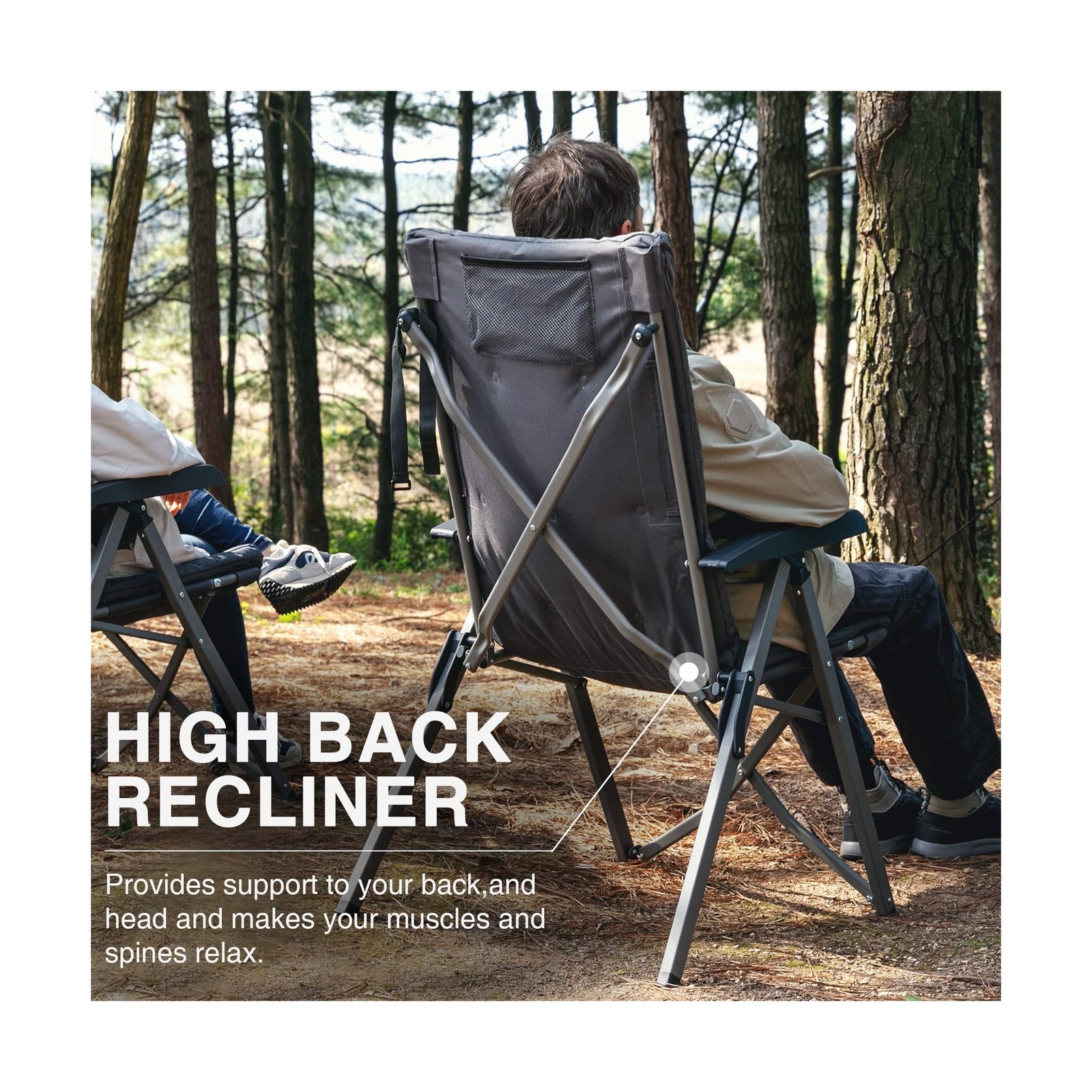 EVER ADVANCED Folding Camping Recliner Chair Fully Padded with Adjustable Hig…