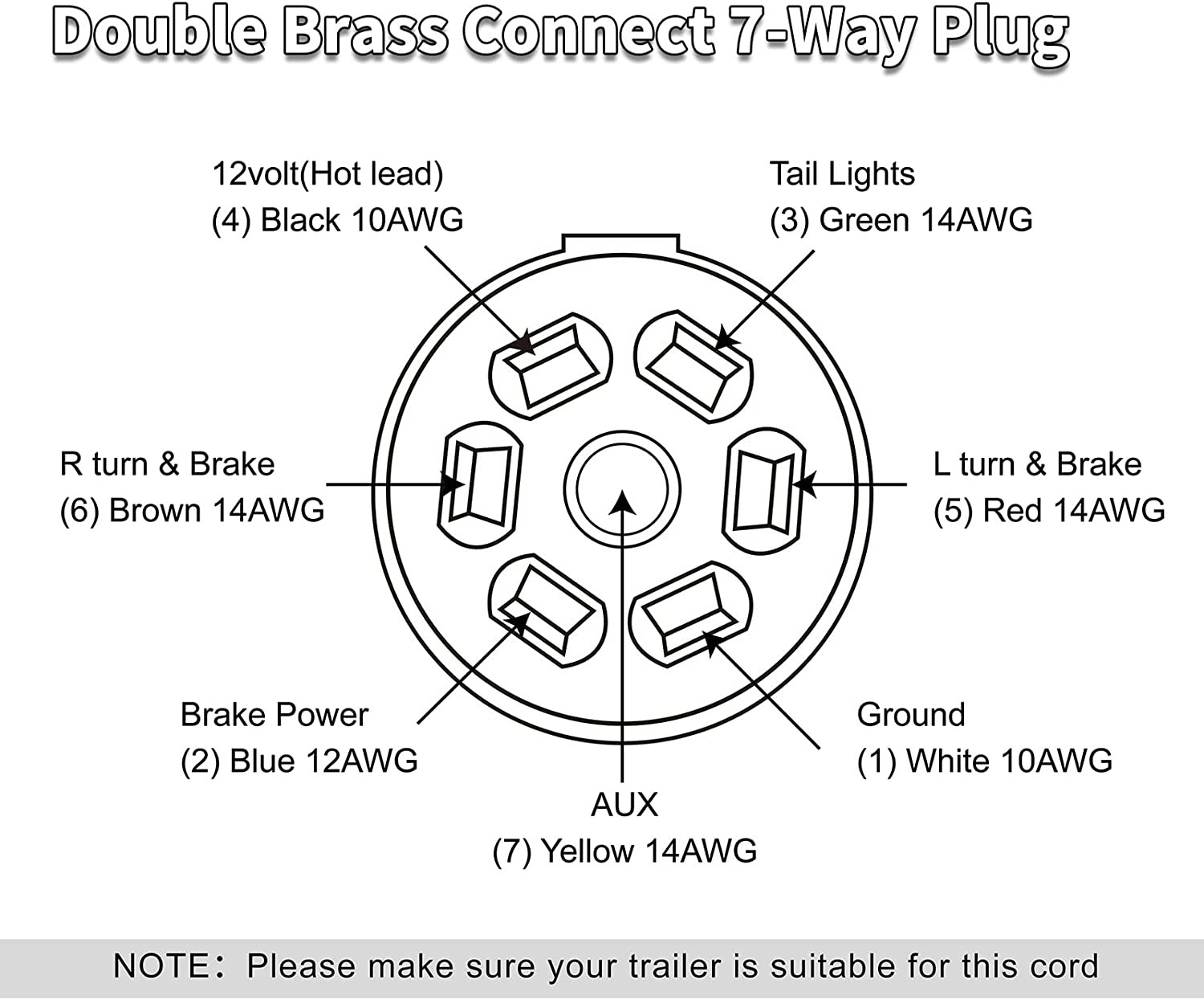 7 Way 8 Feet Trailer Cord Kit Include Plug Holder With Waterproof Junction Box