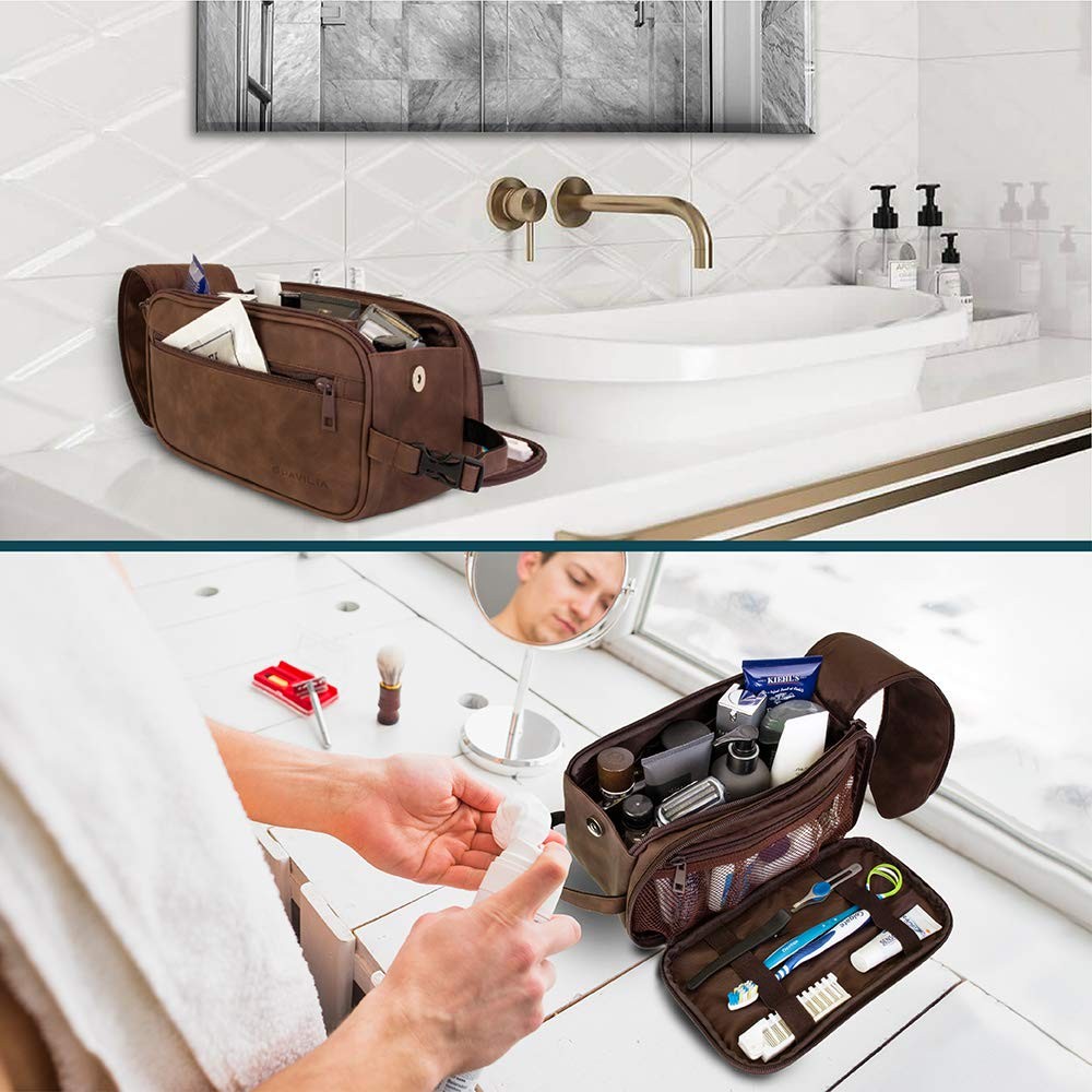 PAVILIA Toiletry Bag for Men, Travel Essentials Shaving Dopp Kit, Mens Travel Ba