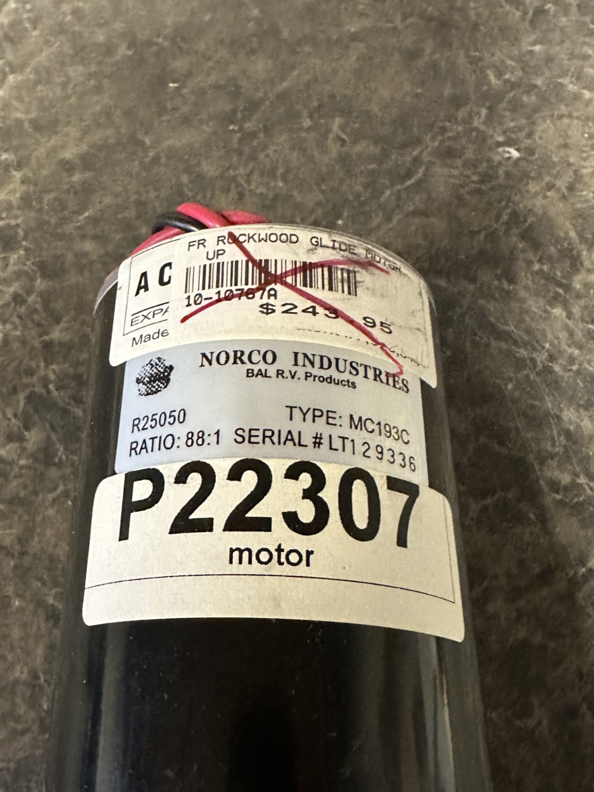 BAL R25050 RV Slide Out Accu Slide Motor, Gear Single MC193C for P22307 (HP15)