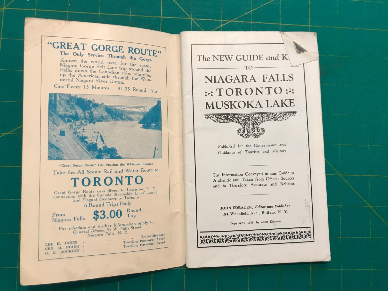 New Guide & Key to Niagara Falls, Toronto, Muskoka Lakes 1926