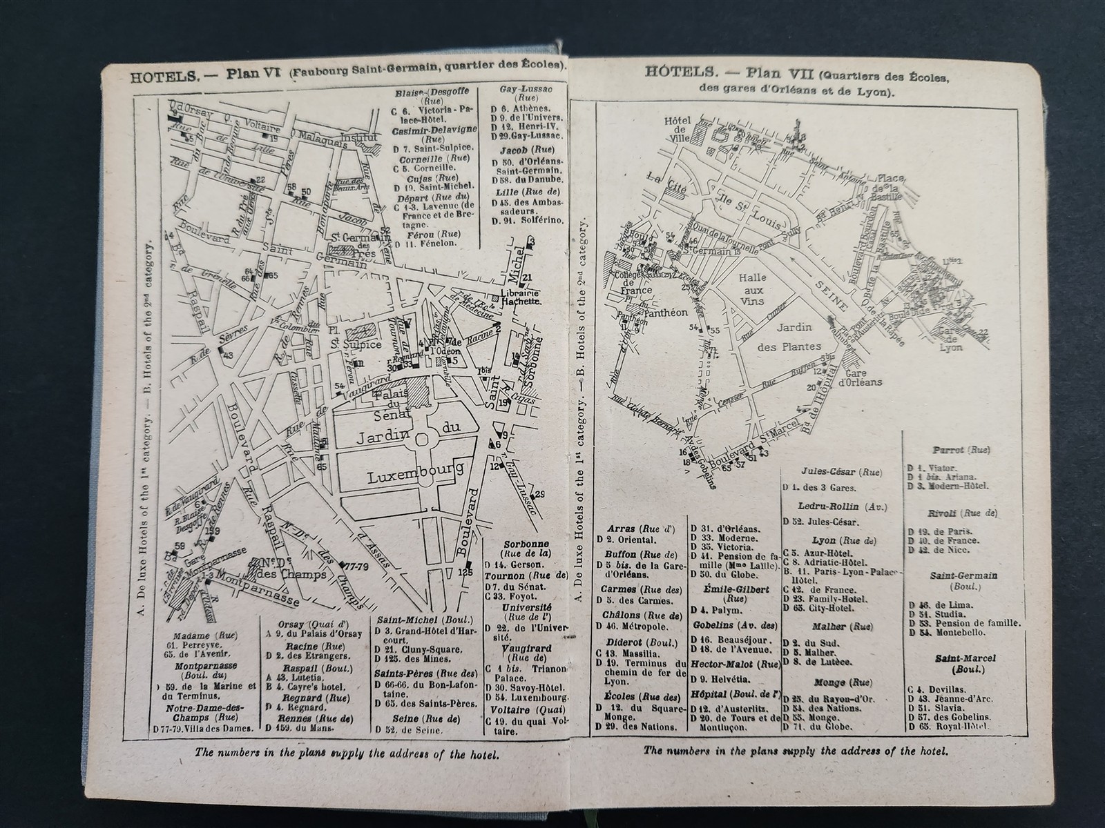 antique PARIS GUIDE travel w FOLDOUT MAP holy stairs die cut kleinert ILLUS