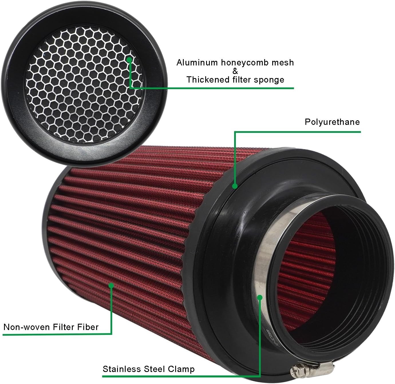 3 3.5 4 inch Cold Air Intake Filter 76mm 89mm 101mm Performance Con… Fast Ship