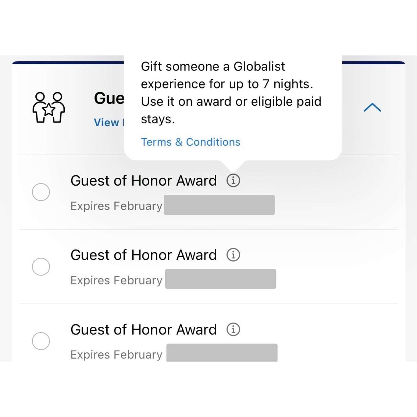 Hyatt Guest of Honor Award GOH EXP 2/2027