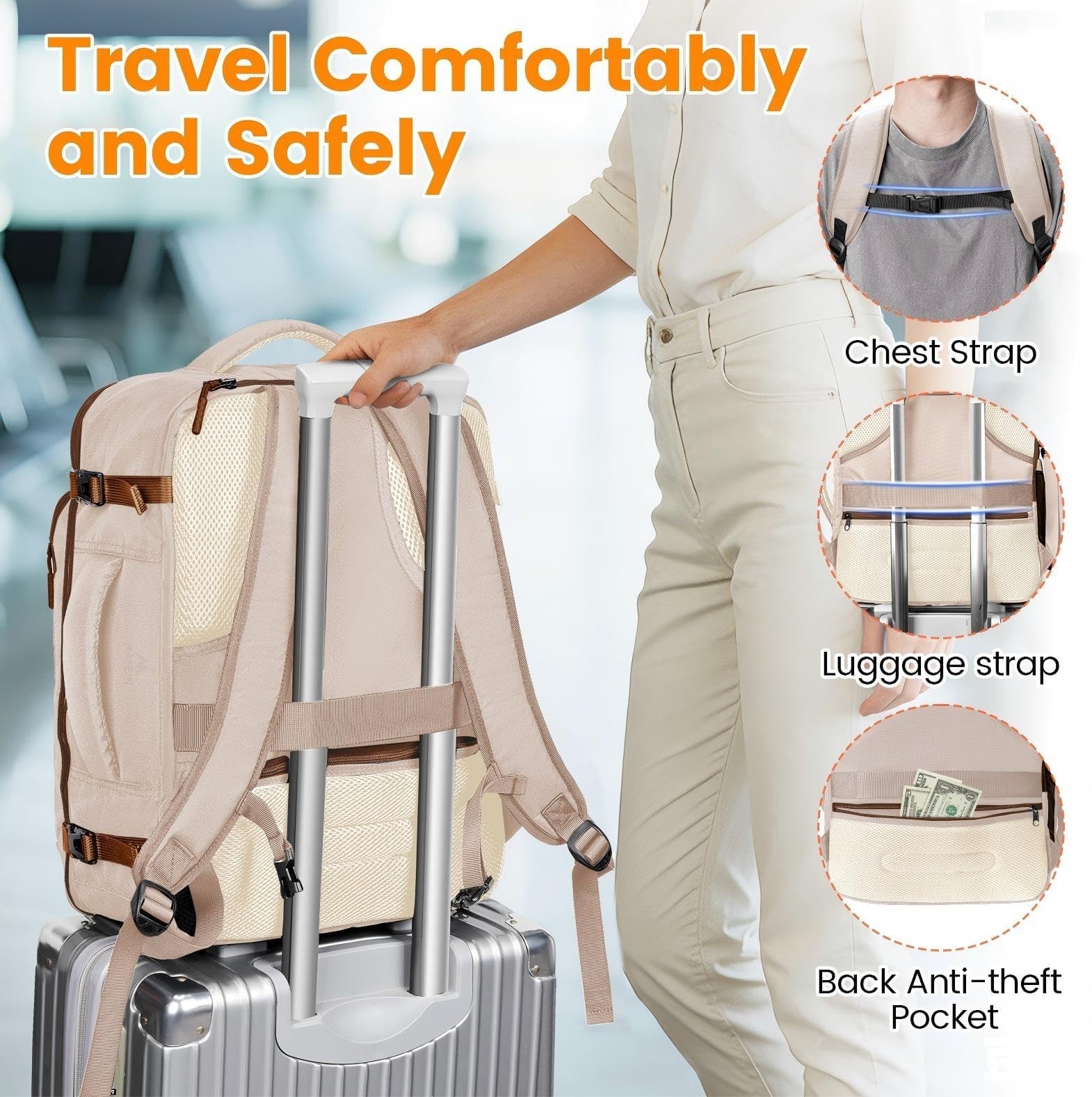 MATEIN Personal Item Travel Backpack for Women, Lightweight Airplane Carry on…