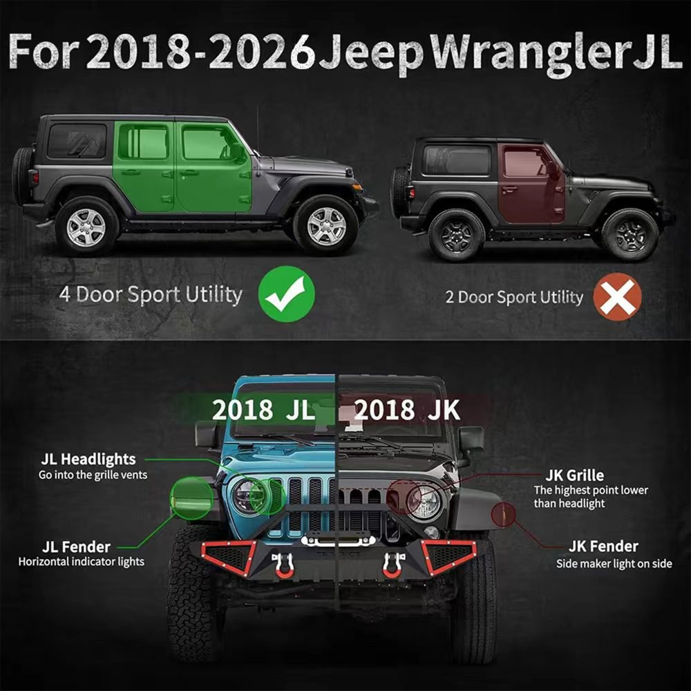 2PCS Running Boards Nerf Bars Side Steps For 2018-2026 Jeep Wrangler JL 4 Door