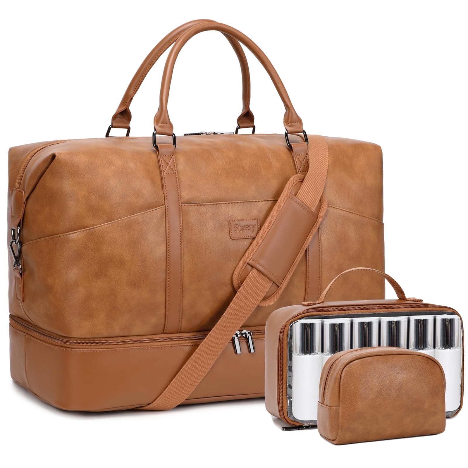 Faux Leather Weekender Bags for Women: Large Overnight Bags Travel Duffel Bag…