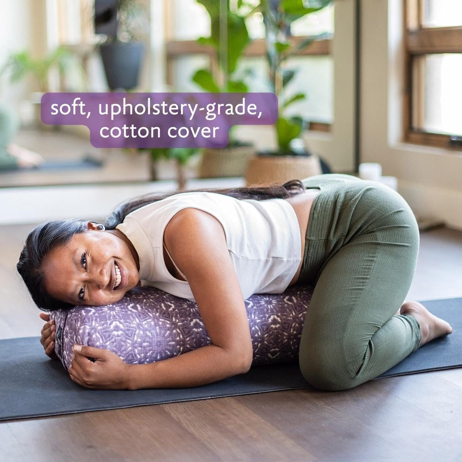 Hugger Mugger Standard Yoga Bolster – Firm, Supportive, Handmade, Durable Plum
