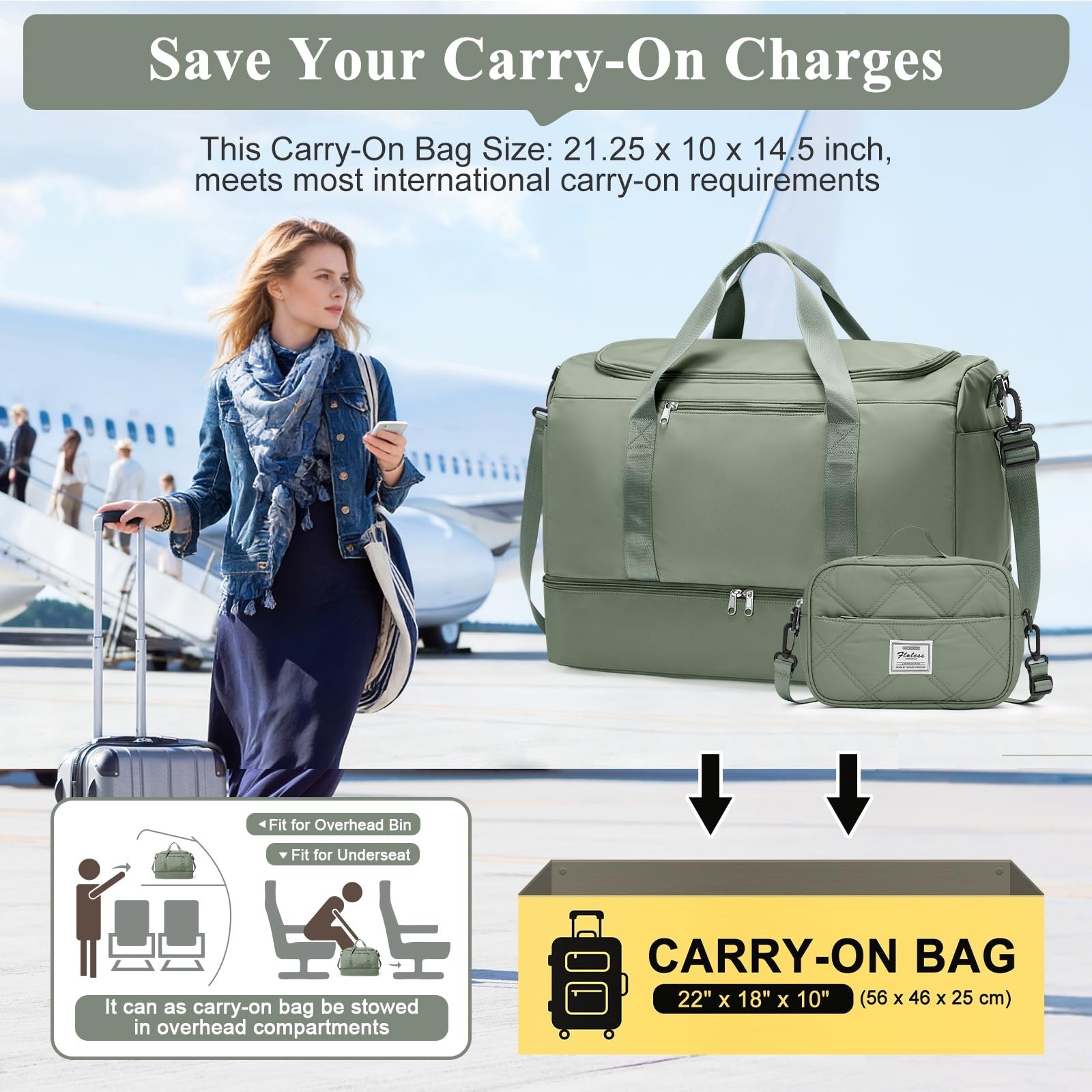 Extra Large Travel Duffle Bag,Carry on Overnight Bag with Shoes Compartment,W…