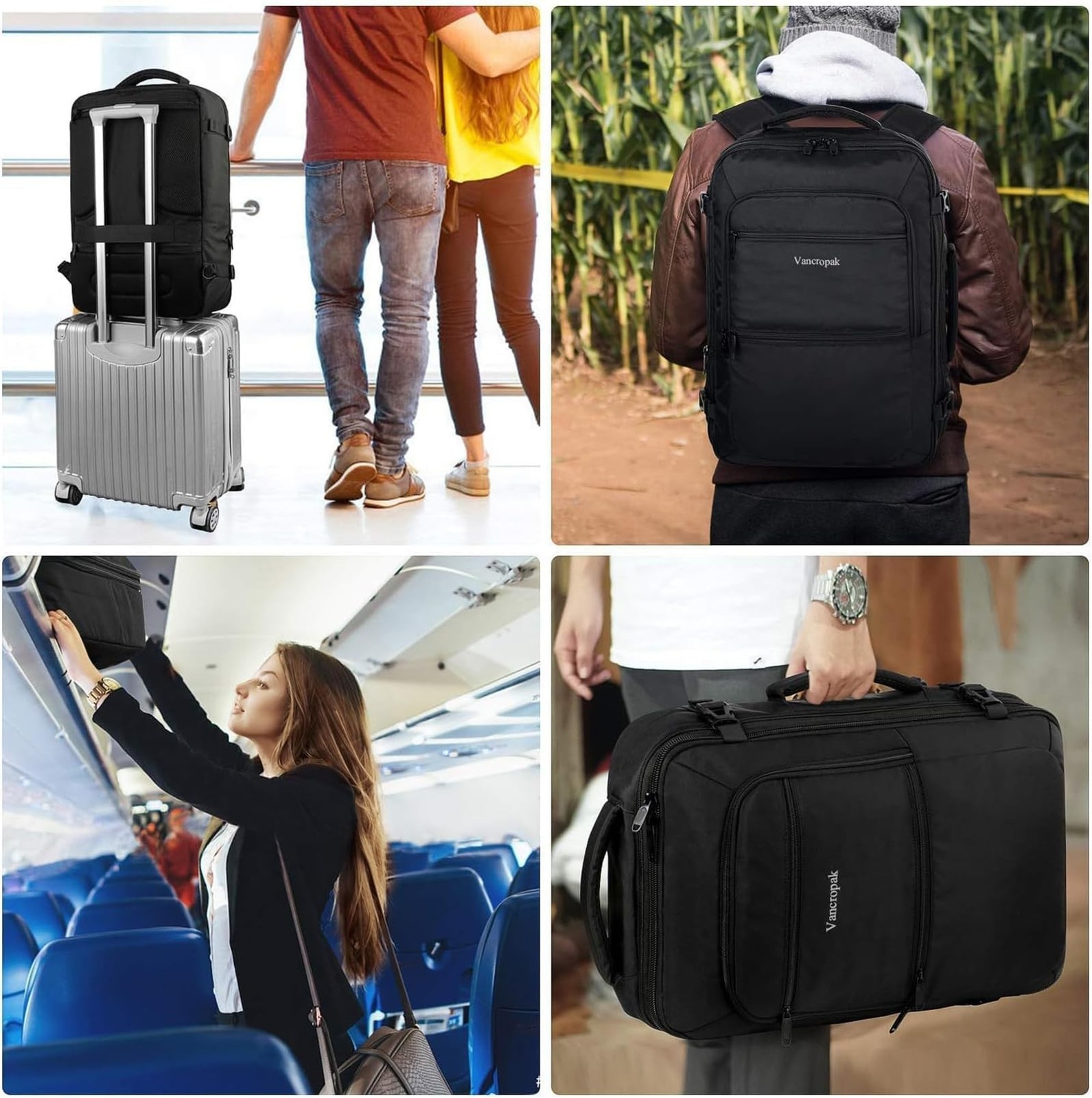 Vancropak 35L Carry on Bags for Airplanes, Luggage Backpack for Travel, Fligh…