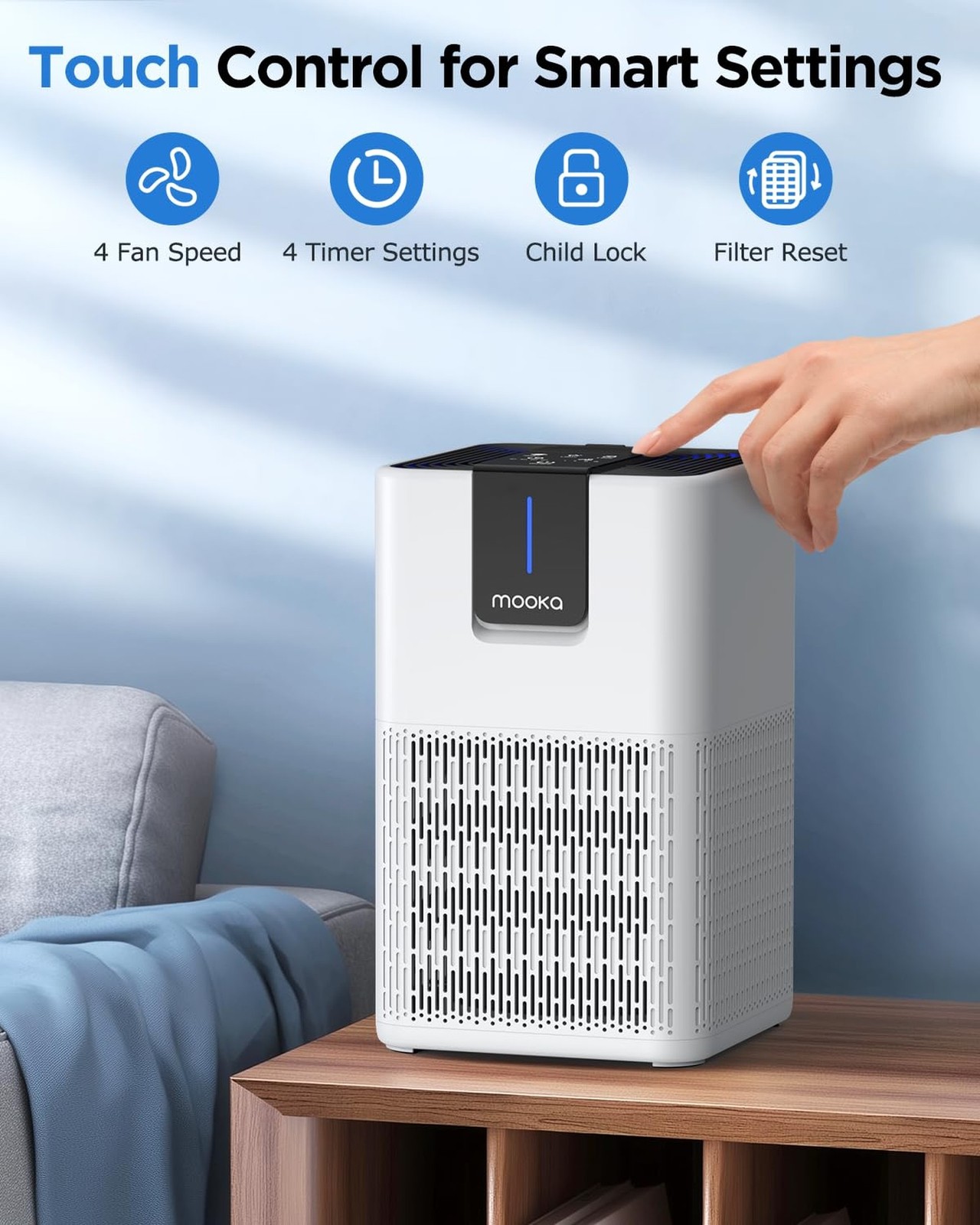 Air Purifiers for Home Large Room 1250 Ft²,MOOKA H13 HEPA Air Purifier for