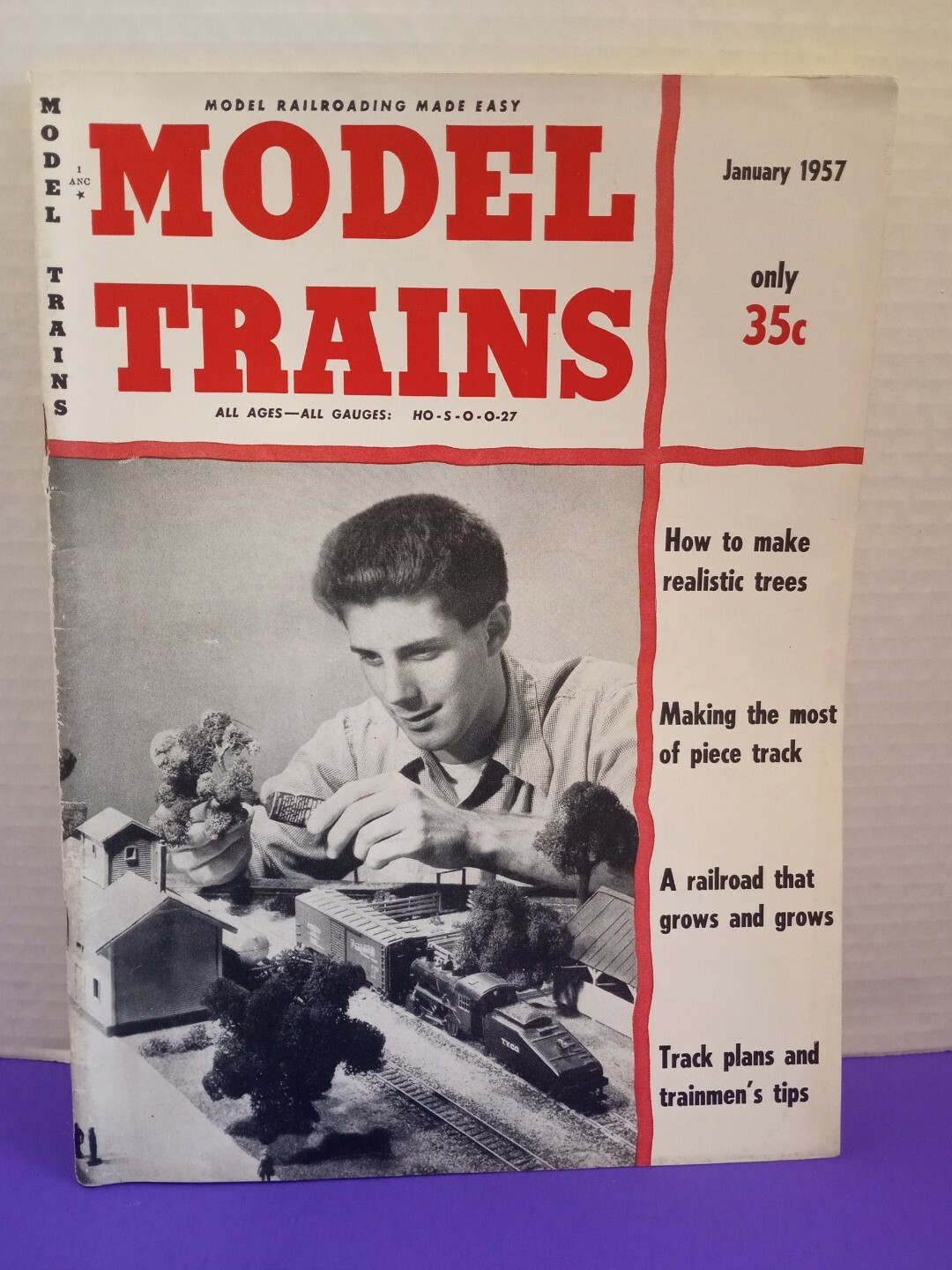 MODEL TRAINS MAGAZINE All Ages Gauges 1957 how to make trees track plans book
