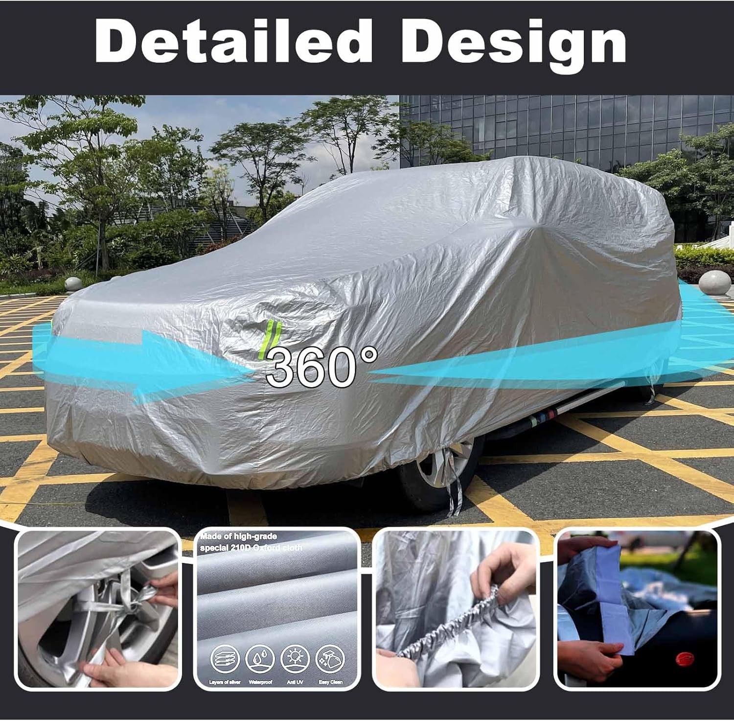 Automatic Car Cover with Remote Control for Sedan length194-204 in,width75 in Re