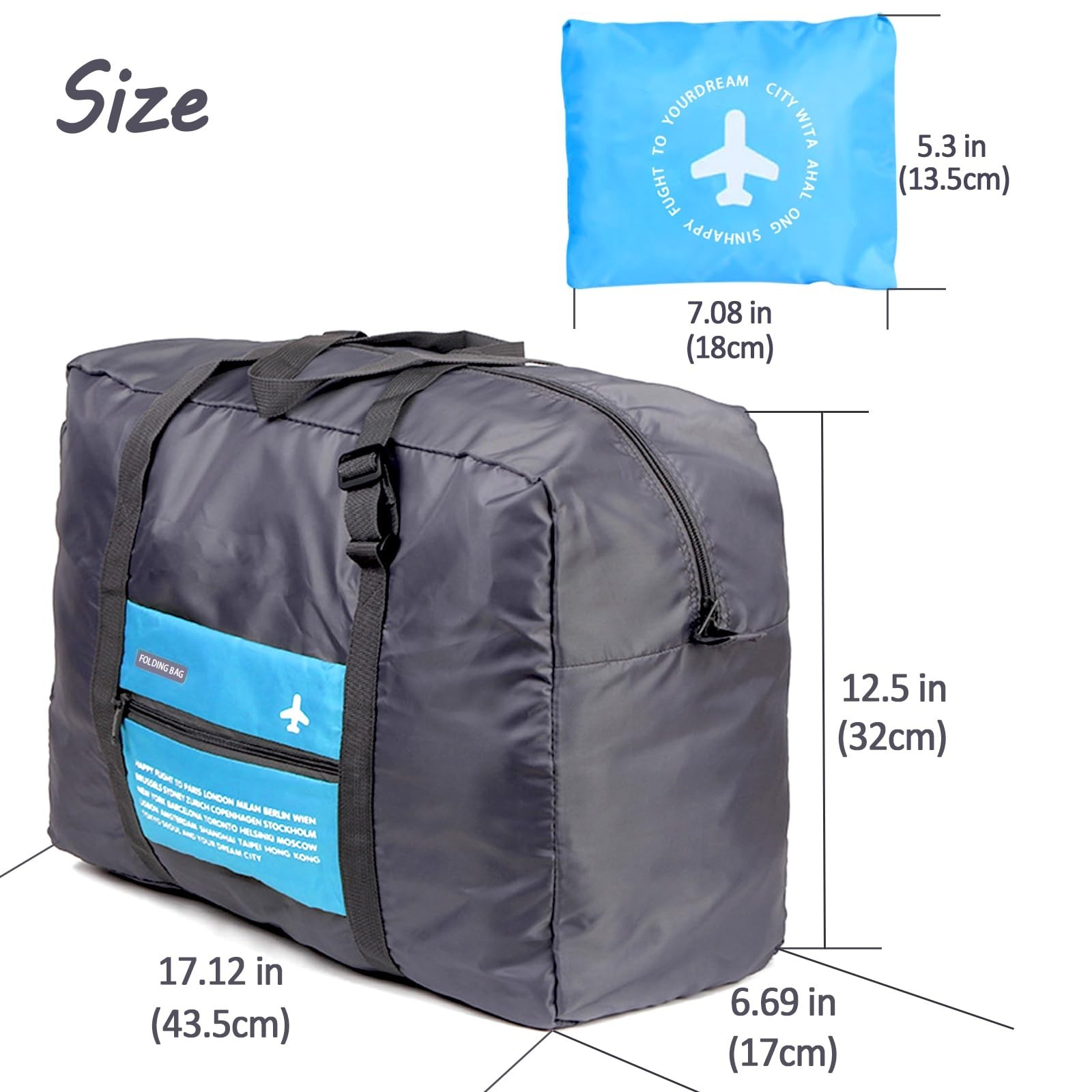 Foldable Travel Duffel Bag Sports Gym Tote Water Resistant Carry on Luggage b…