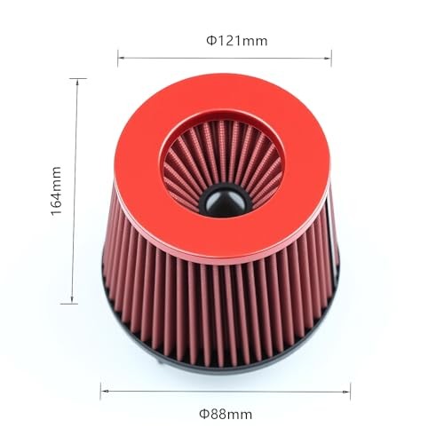 Fiber 3″ Cold Air Intake Filter (RED, 3inch”7mm) 6