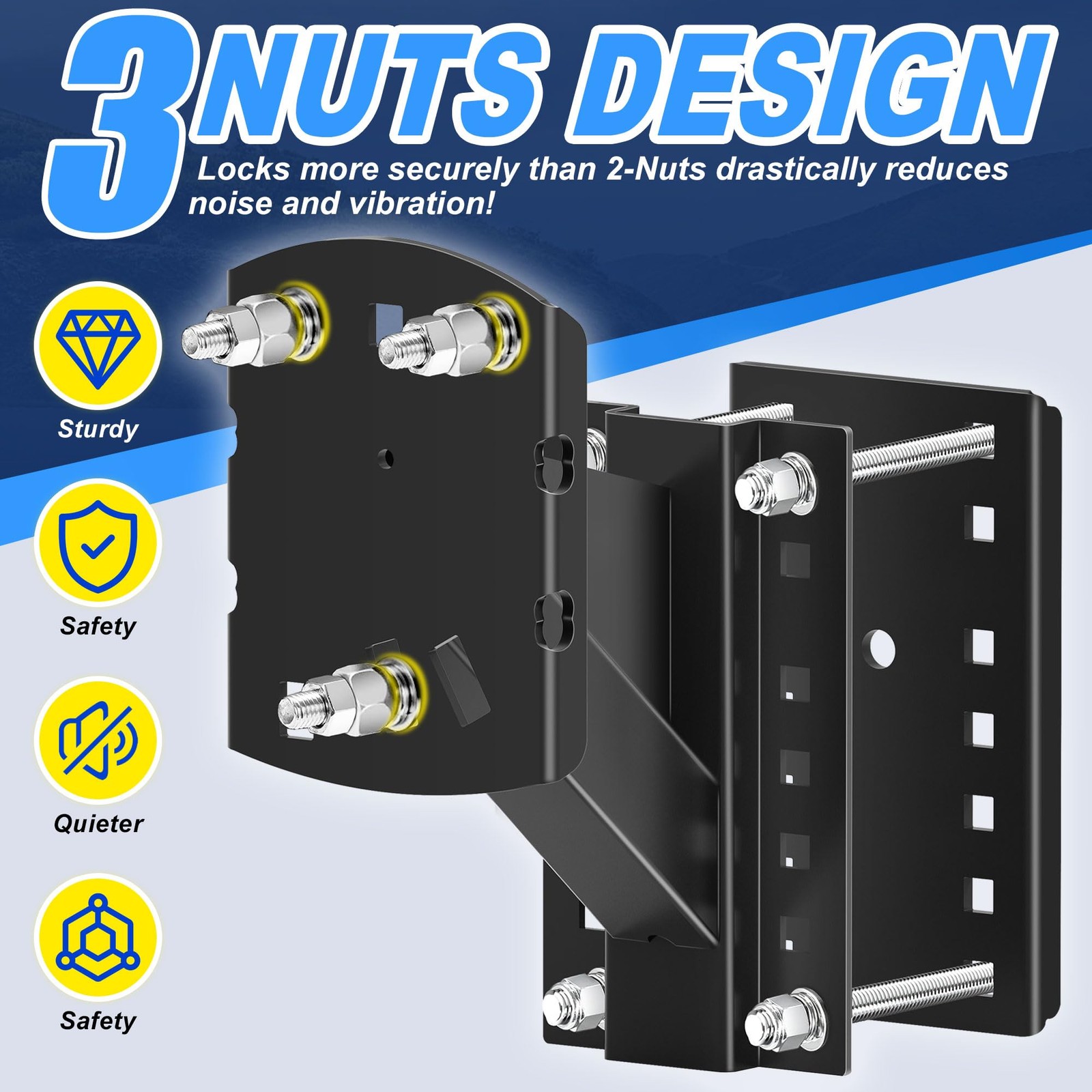 Foozet Trailer Spare Tire Mount Bracket, Heavy 3 hub bolts 4″-5.5″, Black