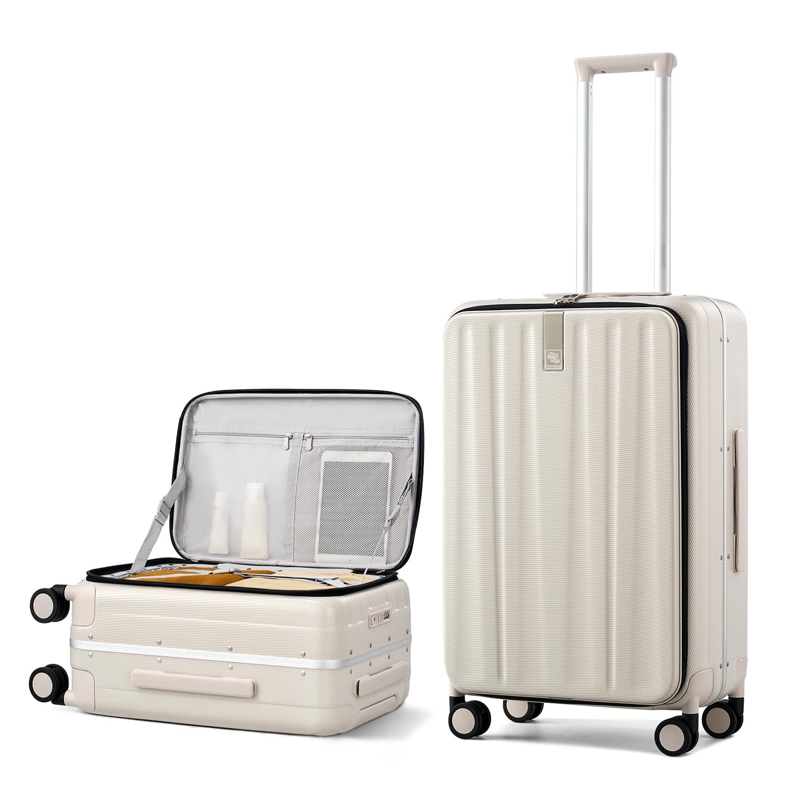 Hanke 24 Inch Checked Luggage PC Hard Case Luggage Top Opening Alum… Fast Ship