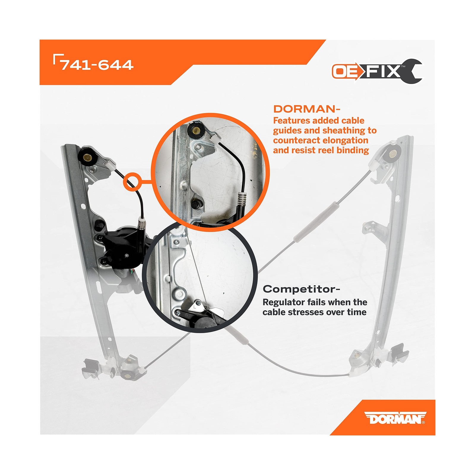 Dorman 741-644 OE FIX Front Driver Side Power Window Motor and Regulator Asse…