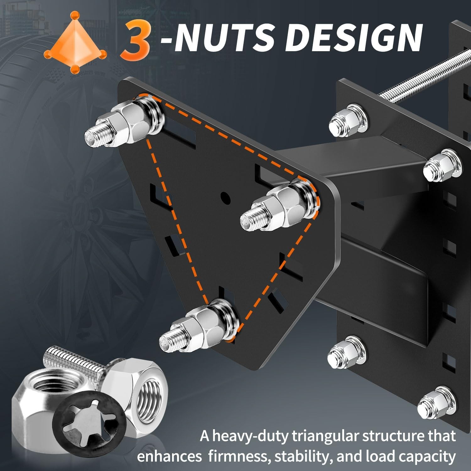 Trailer Spare Tire Mount,3-Nuts Design Spare Tire Mount for Utility Trailer,U…