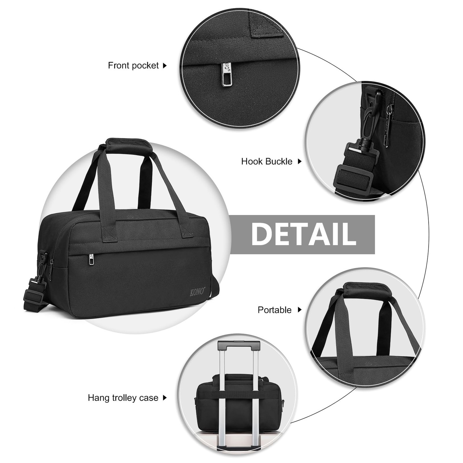 Kono Travel Duffel 13.78″x7.87″x7.87″ Under Seat Carry-On 14L Sports Tote Gym…