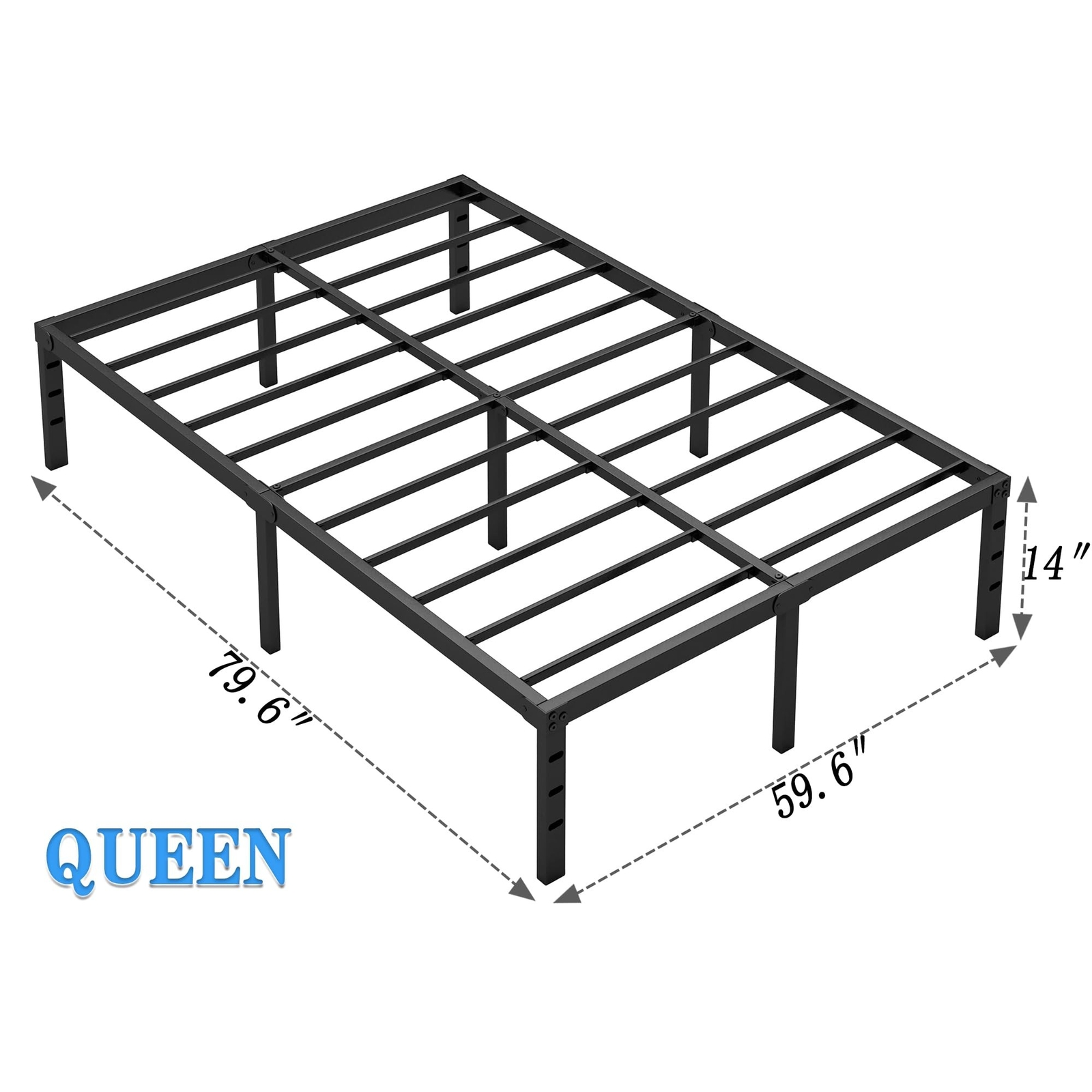 Metal Bed Frame,Queen Size Bed Frame with Storage Space,Heavy Duty Sturdy Mat…