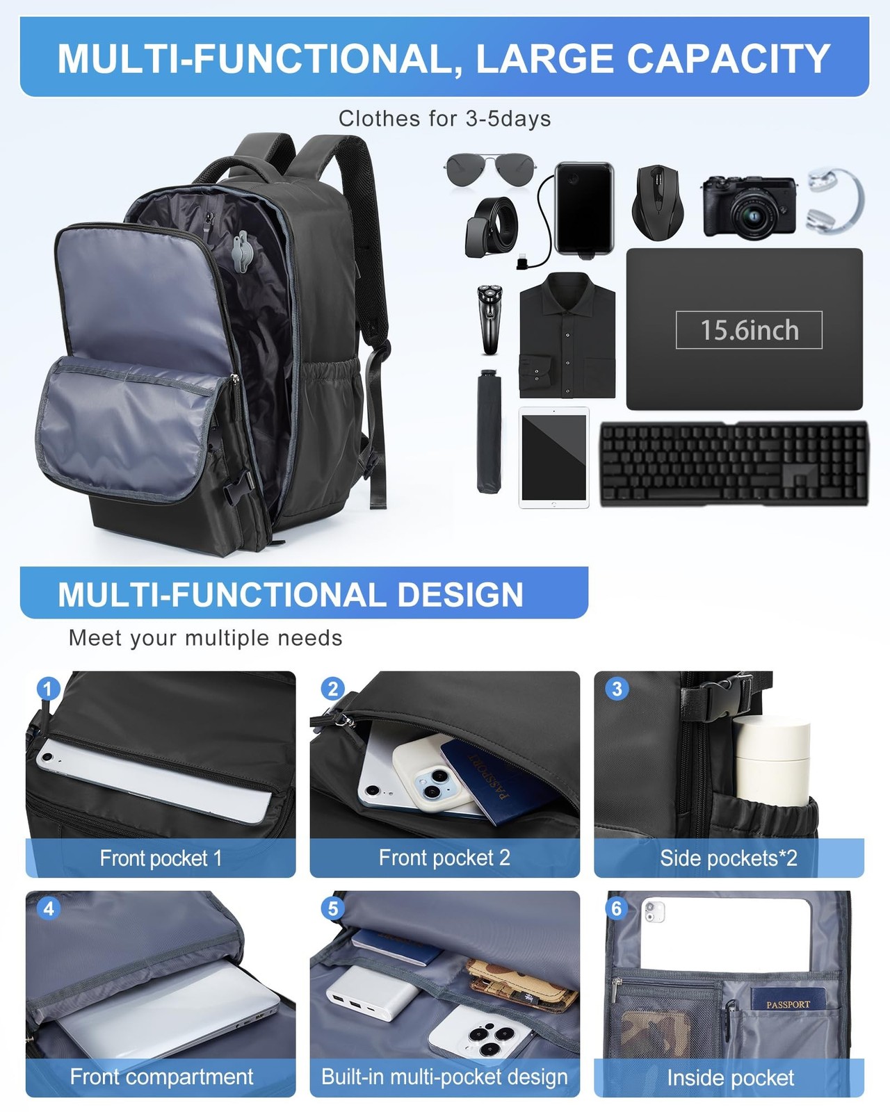 winspansy Vacuum Backpack Travel Essentials with Air Pump Compression Bags fo…