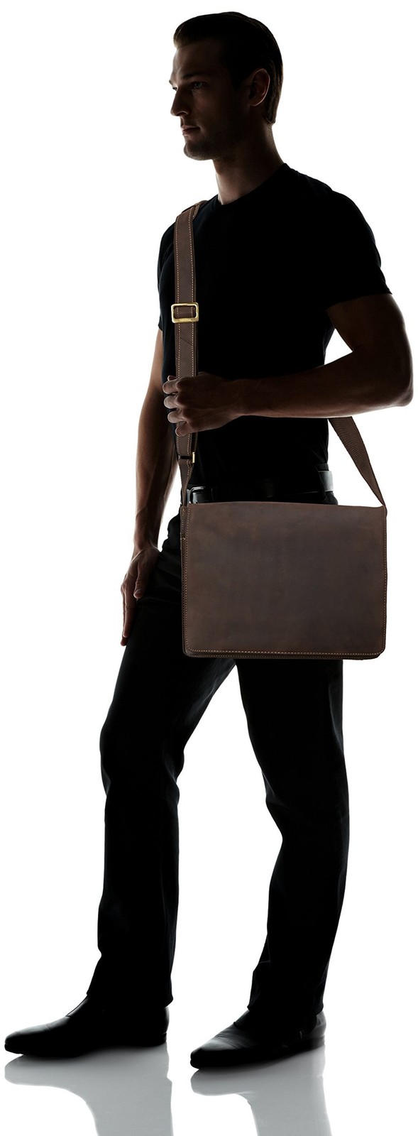 Visconti Visconti Leather Distressed Messenger Bag Harvard Collection, Mocha,…