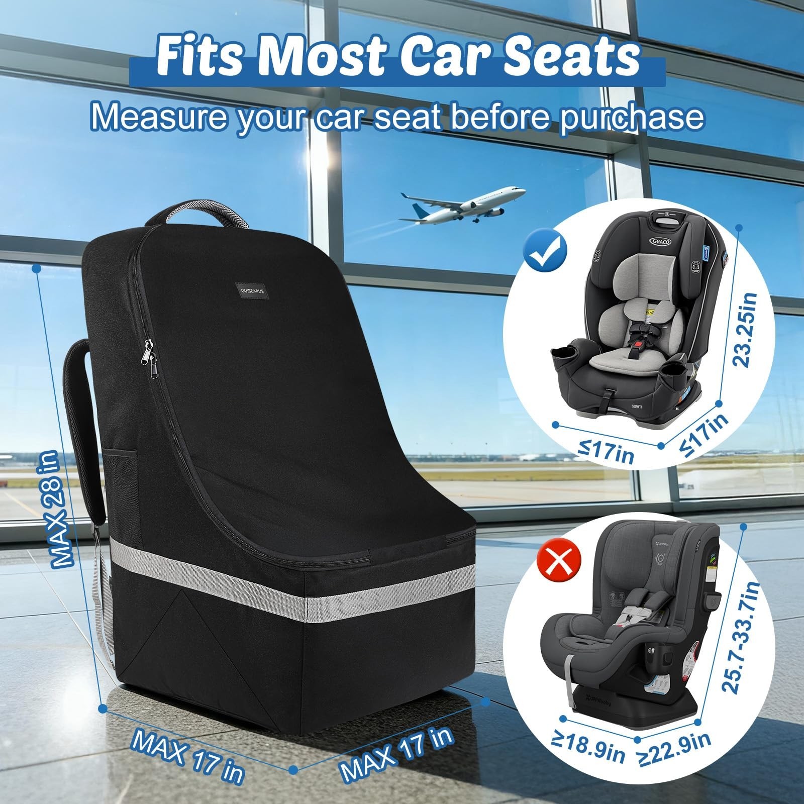 Padded Car Seat Travel Bag For Airplane: Backpack Car Seat Cover for Air Trav…