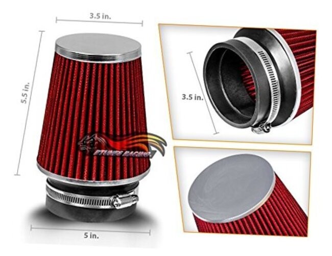 RED 3.5″ 89 mm Inlet Narrow Cold Air Intake Cone Replacement Performance