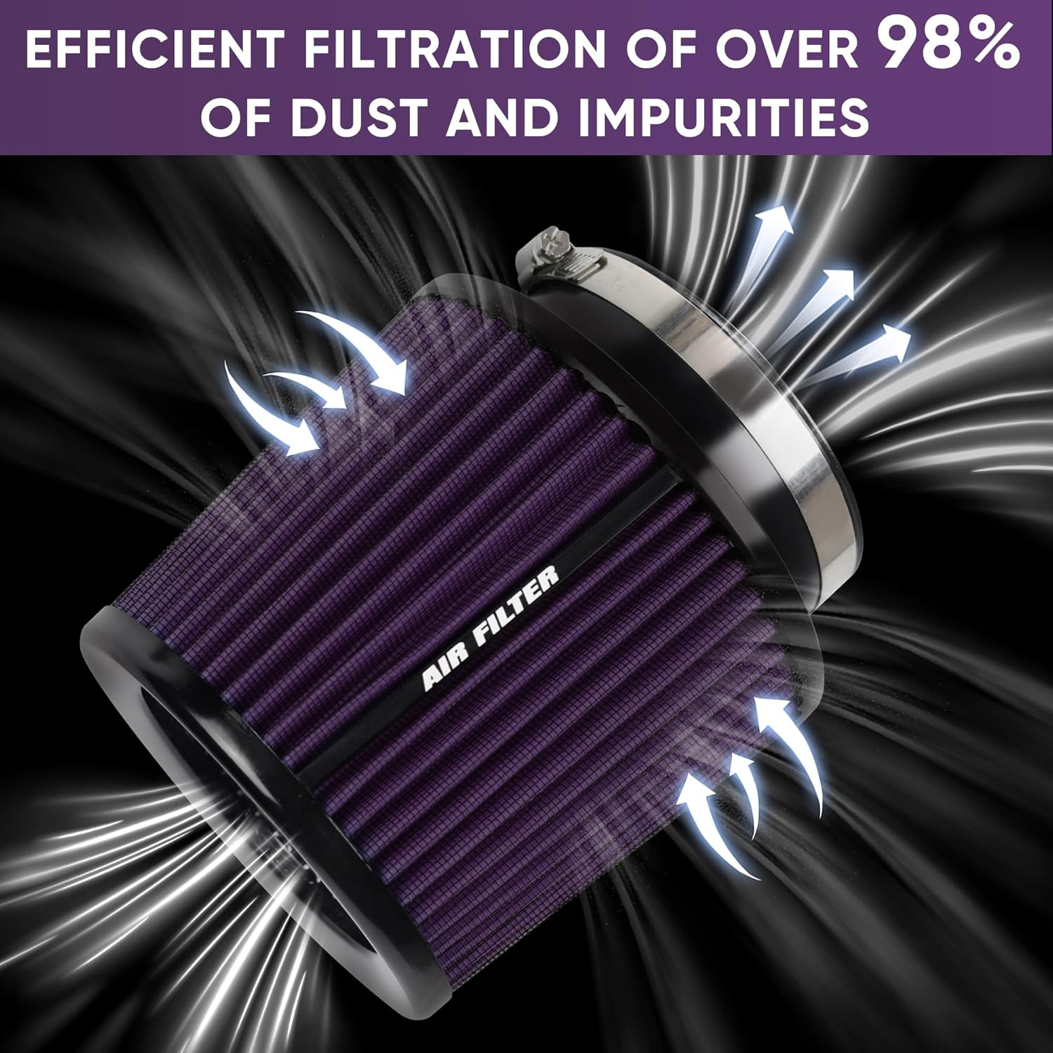 3 3.5 4 Inches Cold Air Intake Filter 76Mm 89Mm 101Mm High Performance Washable
