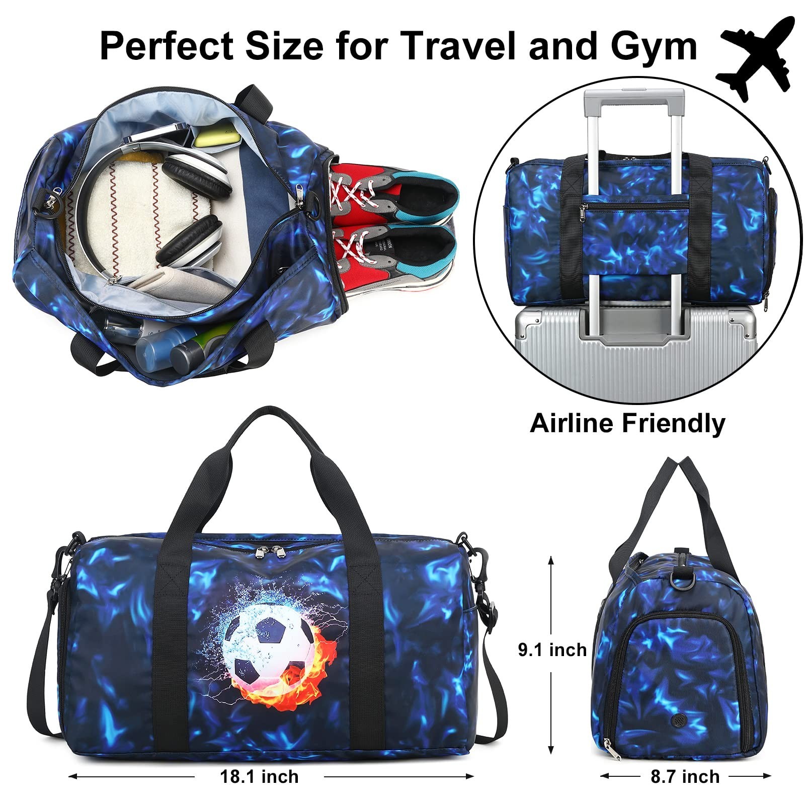 Kids Duffle Bag Boys Girls Overnight Travel Sport Gym Bag Weekender Carry On …