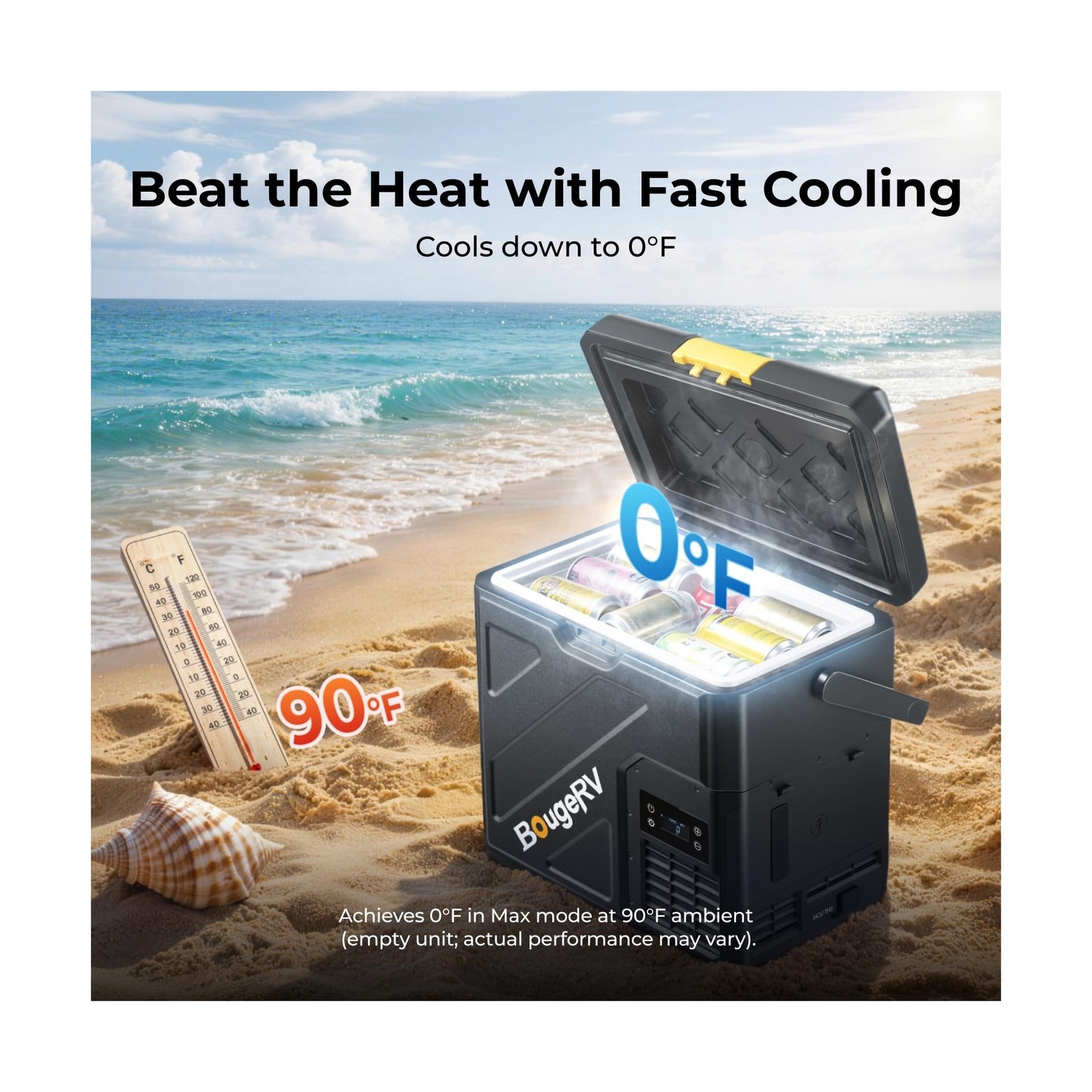 BougeRV 12V Refrigerator CRH20 21QT, -4~68°F, Portable Car Fridge Freezer |
