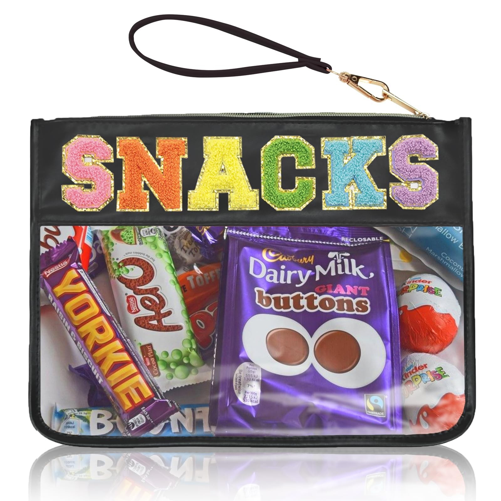 Snacks Bag Clear Chenille Varsity Letter Zipper Pouch Travel Makeup Bag Aesth…