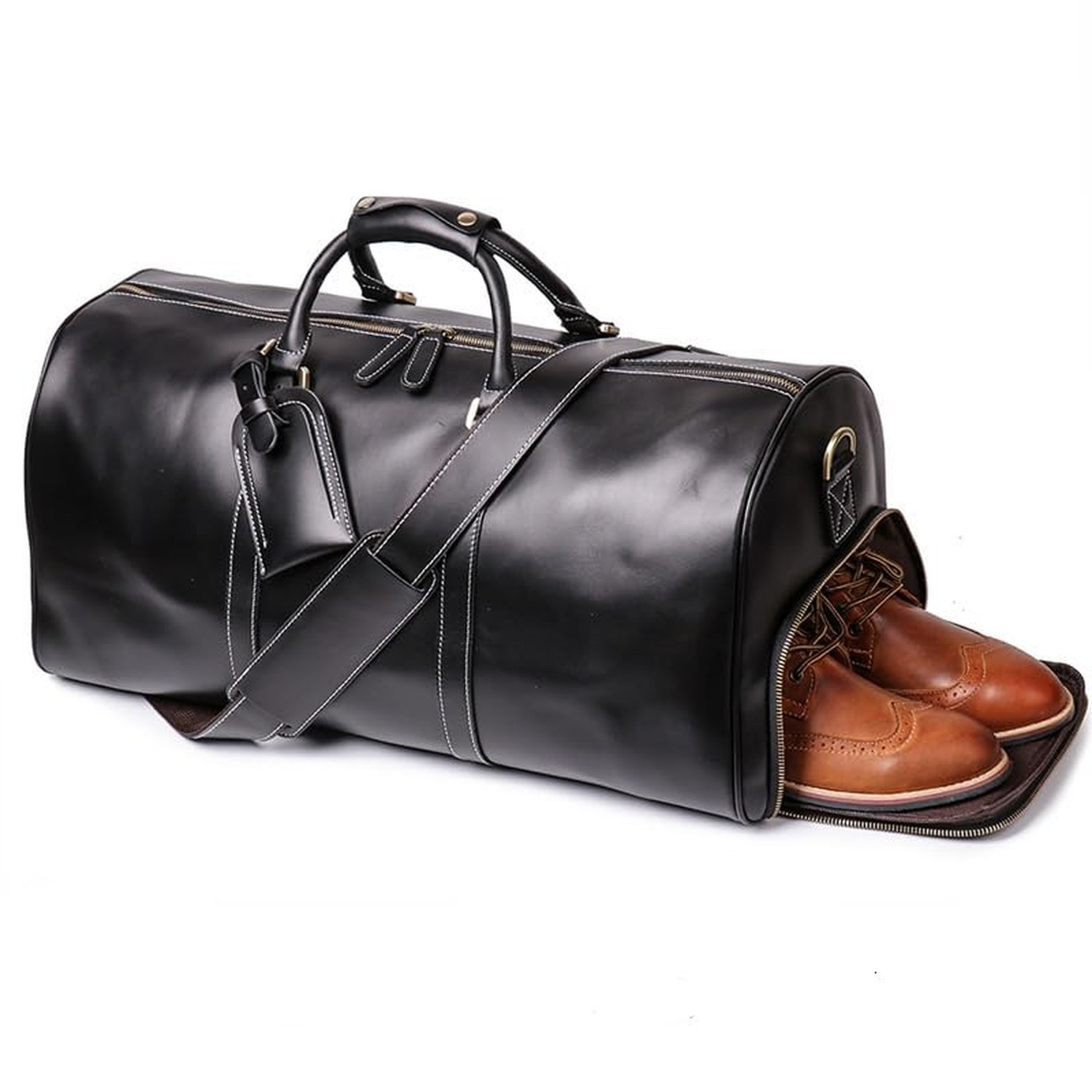 Genuine Leather Men Travel Bag Cowhide Luggage Bags Shoulder Bag Women Weeken…