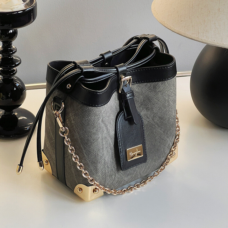 Bucket bag black brown premium shoulder crossbody bucket bag