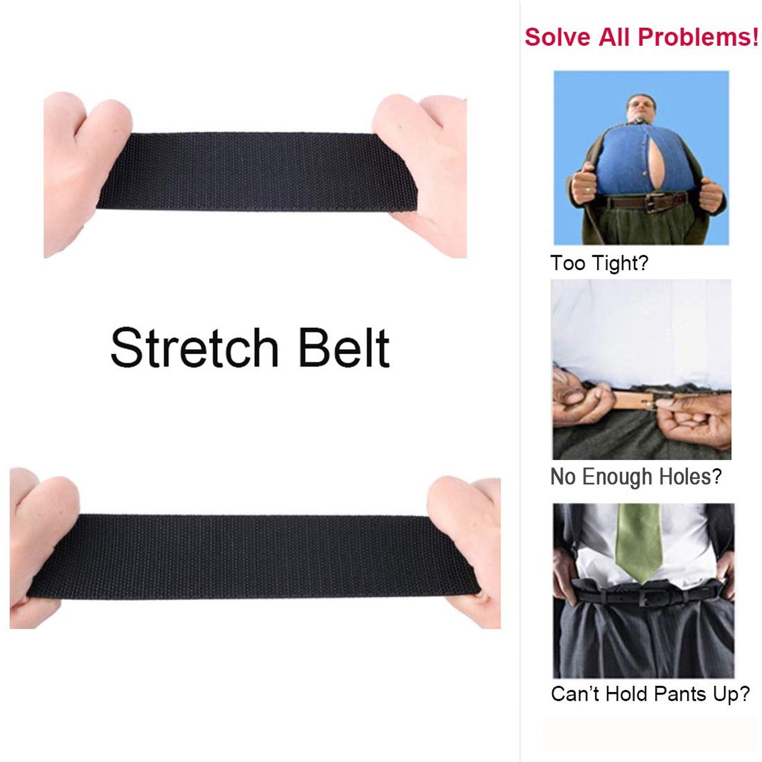 WYuZe Nylon Elastic Stretch Belt, Non-Metal Nickel-Free 1.5″ Outdoor Casual W…