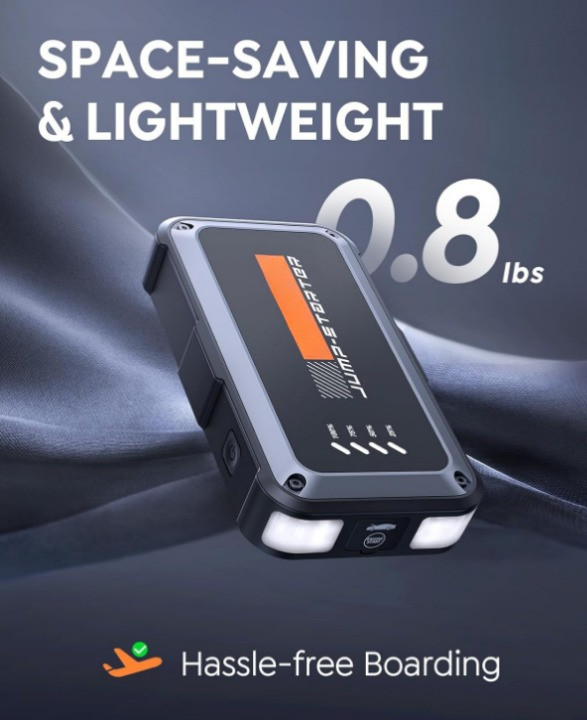 Arrancador Batería Coche 4000A 16800mAh Carga Rápida con Luz LED Portátil, Nuevo
