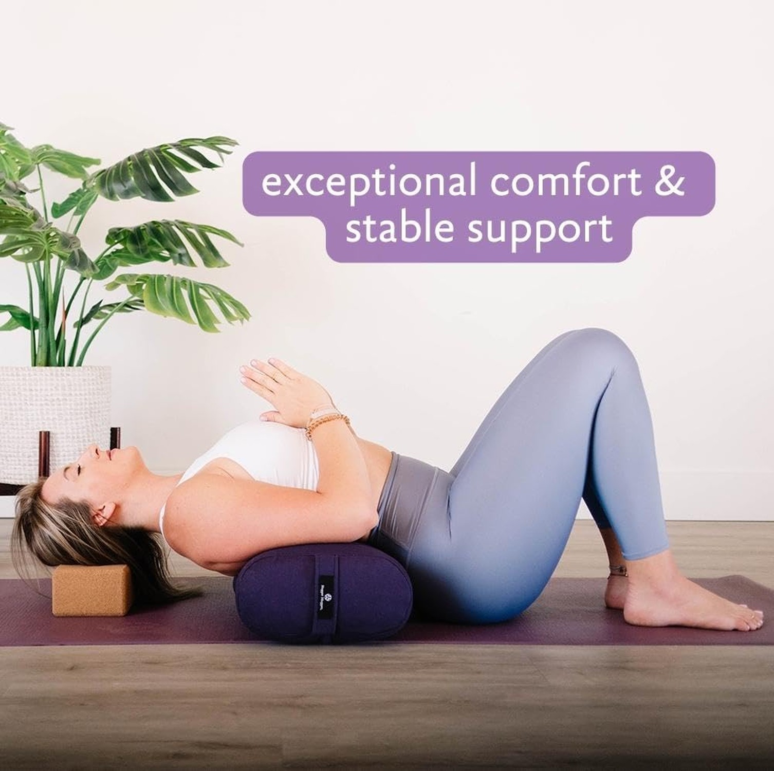 Hugger Mugger Standard Yoga Bolster – Firm, Supportive, Handmade, Durable Plum