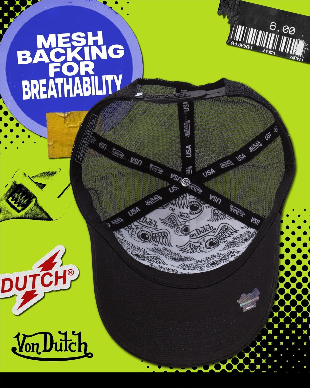 Von Dutch Unisex Trucker Hat – Retro Classic Solid Color Mesh Back Snapback B…