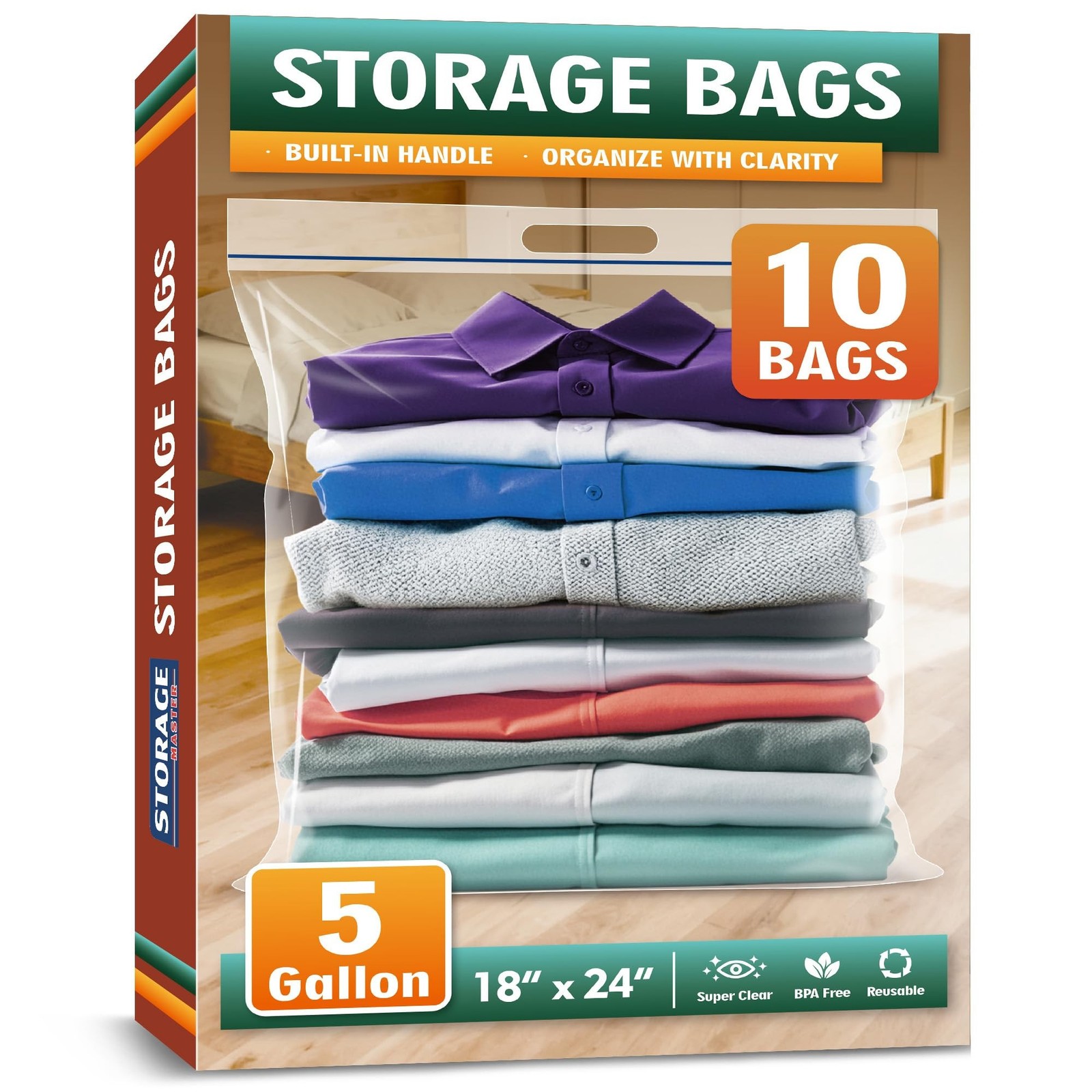 5 Gallon Extra Large Zipper Bag, 18” x 24” Clear Plastic Zip Bag wit